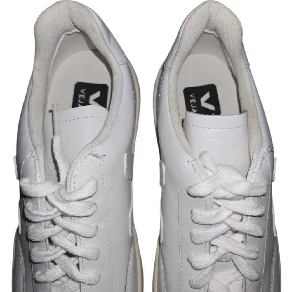 Veja V-12 White Leather Sneakers Size Women's 8 Lace Up - Picture 4 of 11
